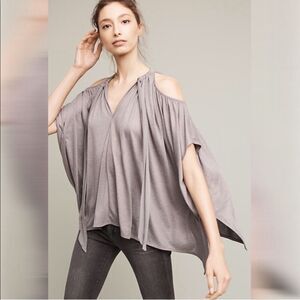 Anthropologie cold shoulder shimmer blouse